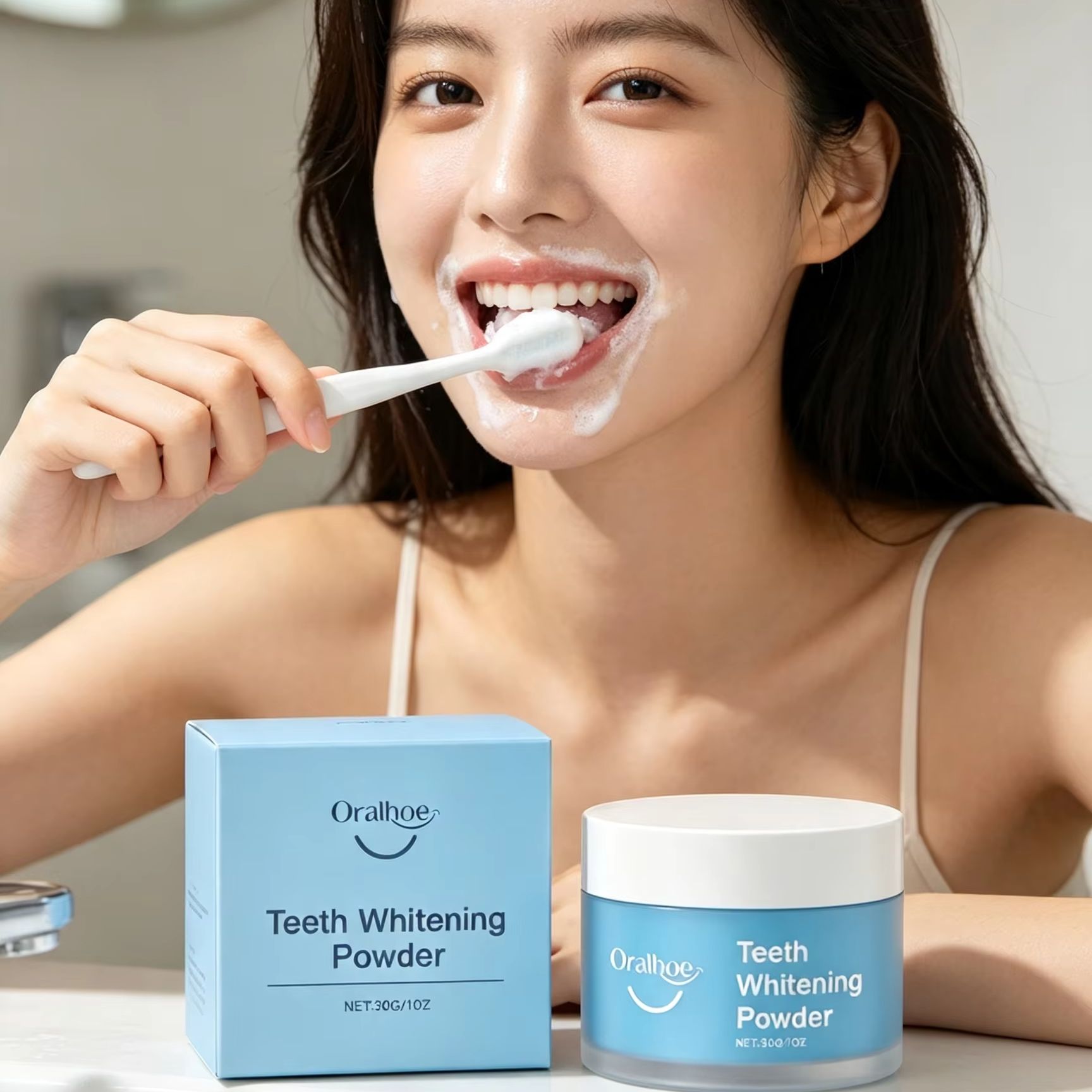 Bubuk Gigi Oralhoe untuk Membe - Teeth Whitening Diy ulasan dan harga