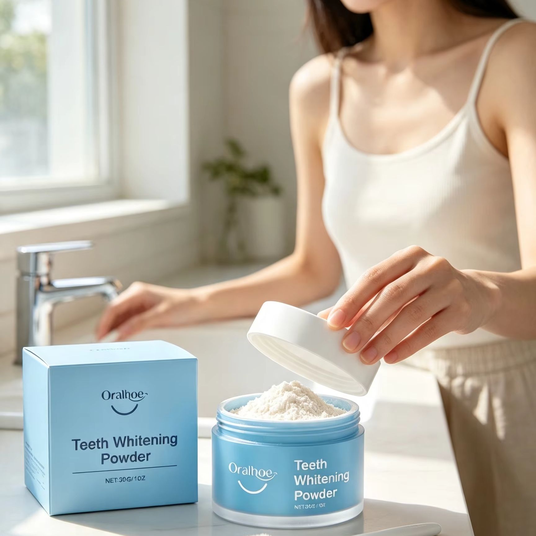 Bubuk Gigi Oralhoe untuk Membe - Teeth Whitening Diy ulasan dan harga